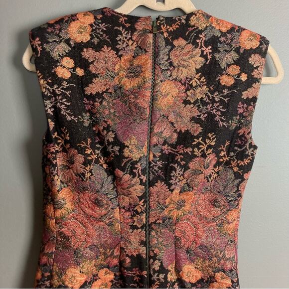 Maje Dress small metallic mini floral Asian holiday Robe Jacquard WORN ONCE - Picture 5 of 8